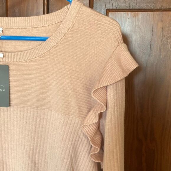 Deepself  NWT pink ruffle knit long sleeve pullover sweater Sz XL - Picture 3 of 9